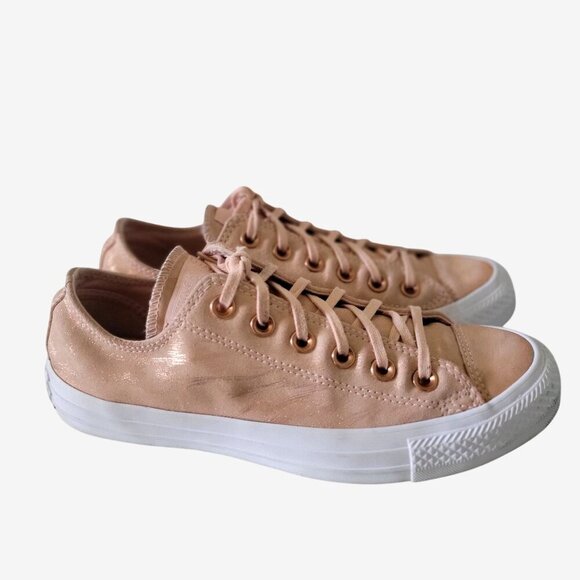Converse All Star Women's Pink Shimmer/Rose Gold Canvas Low Top Lace-Up SZ 7 - Picture 4 of 10